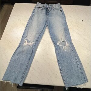 Silver High Rise Jeans Distressed Knees Ankle Cropped Size 28/28